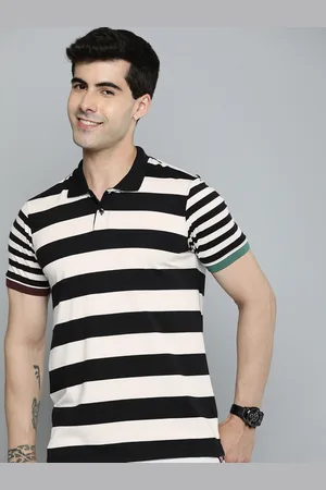 Mast & Harbour Striped Polo Collar Monochrome Knitted T-shirt