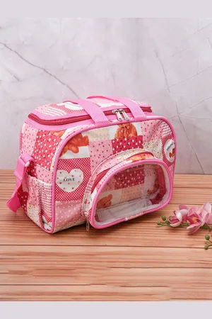Kuber Industries Unisex Teddy Bear Baby Diaper Bag Transparent D Pocket Baby Bag Pink