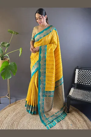 all about you Woven Design Zari Silk Blend Banarasi Saree