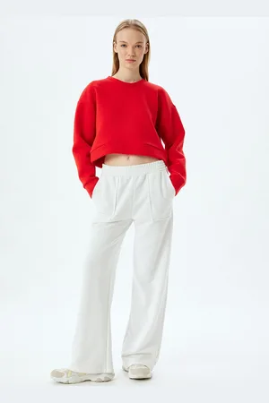 Koton Women Solid Round Neck Cotton Pullover Sweatshirt