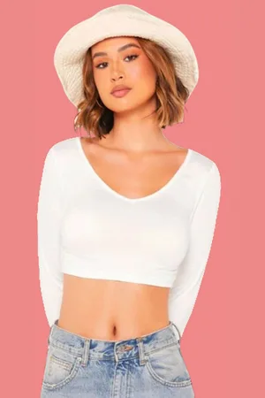 Dream Beauty Fashion Women V-Neck Fitted Crop Top