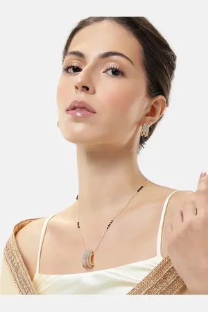 ABDESIGNS Gold-Plated Artificial Stones & Beads Mangalsutra with Earrings