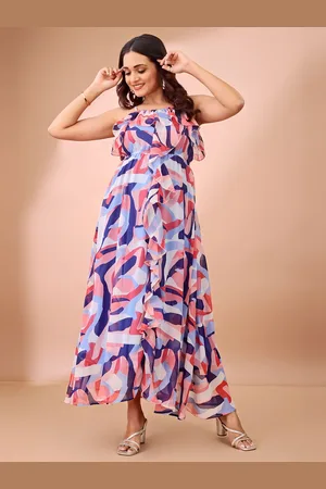 DressBerry Women Abstract Printed Shoulder Straps Sleeveless Maxi Dress