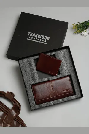 Teakwood Leathers Maroon Solid Leather Accessory Gift Set