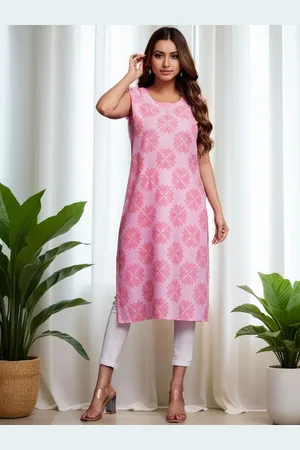 Kalini Floral Printed Round Neck Straight Kurta
