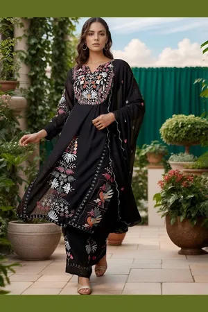 DIVASTRI Women Floral Embroidered Regular Thread Work Kurta with Palazzos & With Dupatta