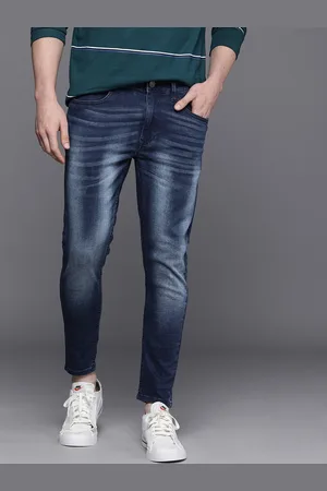 WROGN Men Blue Cropped Skinny Fit Heavy Fade Mid Rise Stretchable Jeans