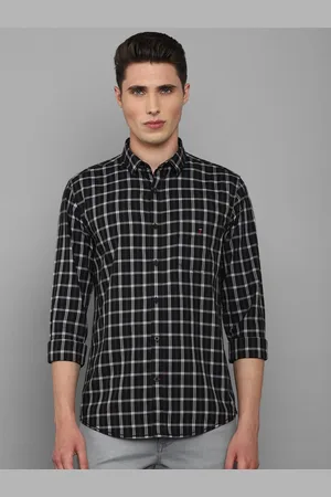 Louis Philippe Men Black Slim Fit Windowpane Checked Pure Cotton Casual Shirt