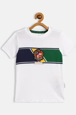 Ralph Lauren U S Polo Assn Kids Boys White Striped Pure Cotton T-shirt