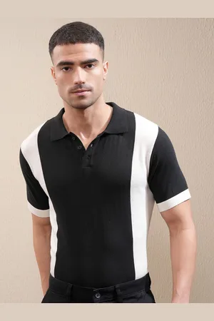 LocoMotive Premium Men Knited Textured Polo Neck Relaxed Fit Tshirt