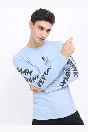 Highlander Men Blue Typography Printed Raw Edge Slim Fit T-shirt