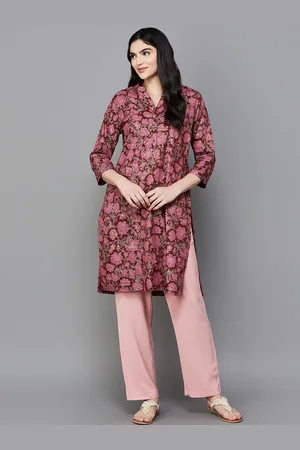Lifestyle Women Floral Printed Cold-Shoulder Sleeves Sequinned Anarkali Kurta