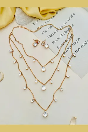 ABDESIGNS Sophisticated Gold Plated Polki American Diamond Necklace