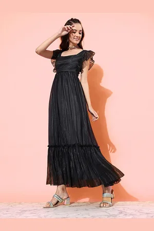 all about you Striped Flutter Sleeve Georgette Maxi Dress