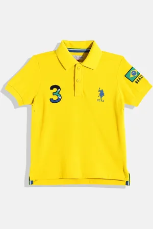 Ralph Lauren Boys Yellow Printed Pure Cotton Polo Collar T-shirt