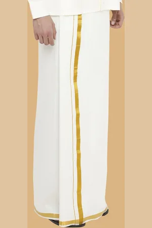 WHITE HEART Men Cotton Readymade Adjustable Velcro Pocket Dhoti