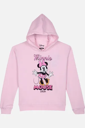 Kidsville Mickey & Friends Girls Pink & Black Printed Hooded Sweatshirt