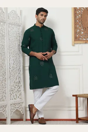 Jompers Floral Embroidered Sequinned Mandarin Collar Regular Kurta with Pyjamas