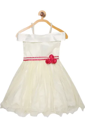 BUTTERFLY Girls Beige Self Design Fit and Flare Dress