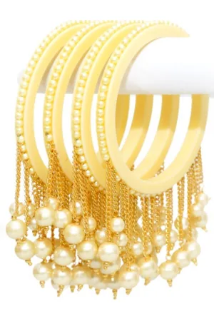 Align Set Of 4 Gold Plated Pearls Beaded Bangles
