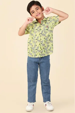 Fabindia Boys Floral Opaque Printed Cotton Casual Shirt