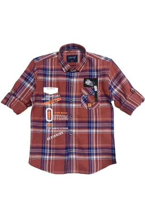 CAVIO Boys Red Premium Tartan Checks Checked Casual Shirt