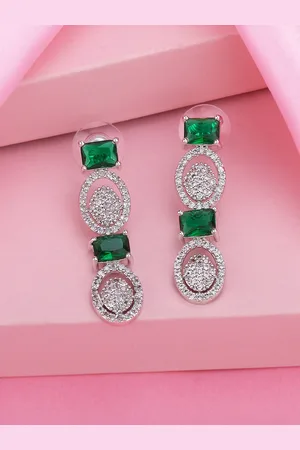 ESTELE Rhodium-Plated Geometric Drop Earrings