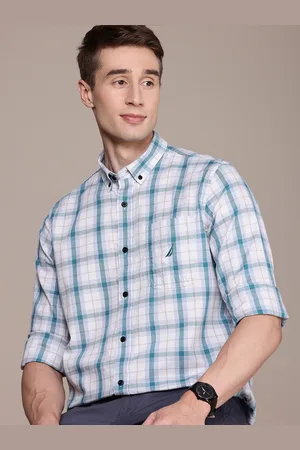 Nautica Classic Opaque Checked Pure Cotton Casual Shirt