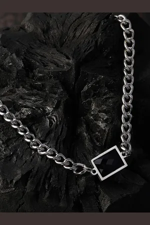 French Accent Men Silver-Plated Necklace