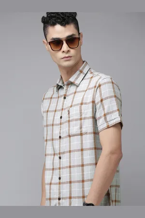 Ralph Lauren U S Polo Assn Denim Co Men Grey Pure Cotton Checked Casual Shirt