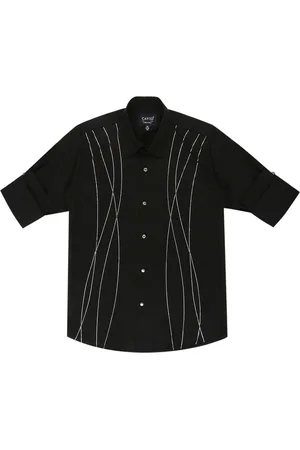 CAVIO Boys Comfort Geometric Printed Spread Collar Cotton Casual Shirt