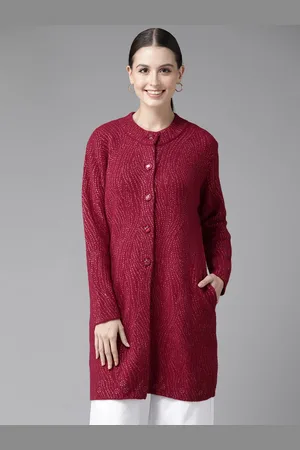 Cayman Women Printed Woollen Longline Cardigan