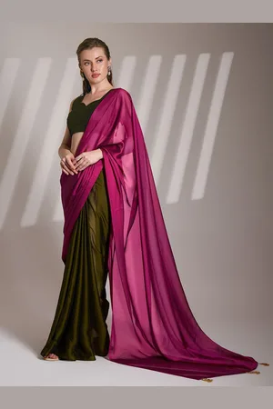 Kalista Colourblocked Pure Chiffon Ready to Wear Saree