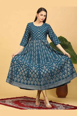 Goldstroms Women Printed Flared Sleeves Sequinned Anarkali Kurta