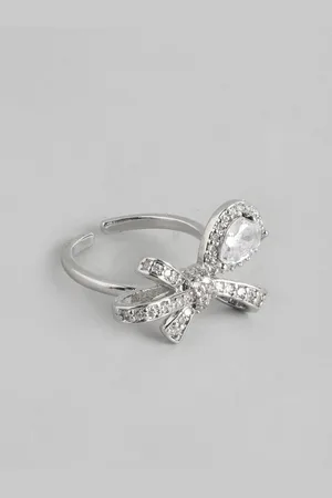 DressBerry Stone Studded Bow Shaped Finger Ring