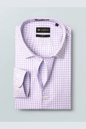 Invictus Men Purple & White Slim Fit Checked Sustainable Formal Shirt