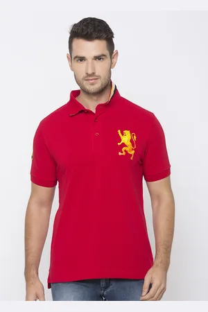 Giordano Men Red Solid Polo Collar Slim Fit T-shirt