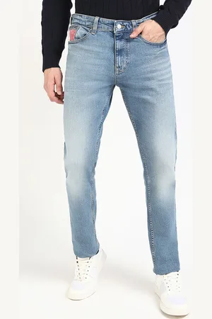 Tommy Hilfiger Men Cotton Slim Fit Low Distress Heavy Fade Stretchable Jeans