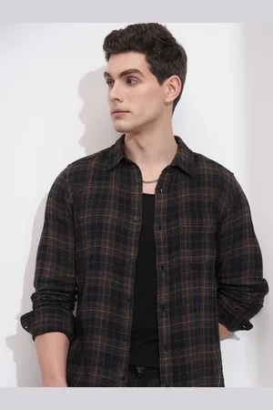Highlander Men Slim Fit Opaque Checked Casual Shirt