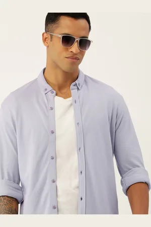 Forever 21 Men Lavender Solid Pure Cotton Casual Shirt