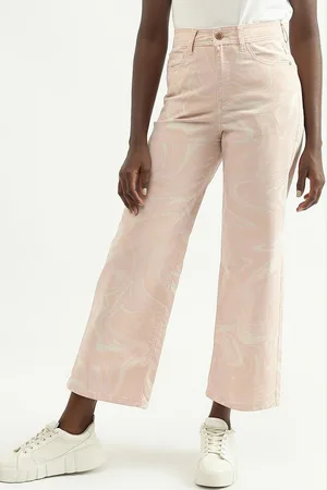 Benetton Women Flared High-Rise Cotton Trousers