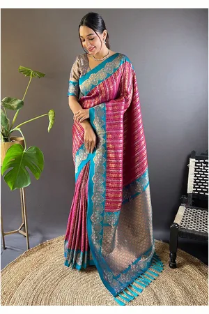 all about you Woven Design Zari Silk Blend Banarasi Saree