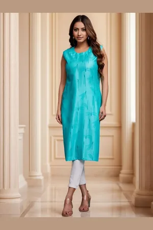 Kalini Animal Printed Round Neck Straight Kurta
