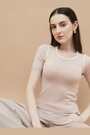 Lifestyle Women Solid Round Neck T-shirt