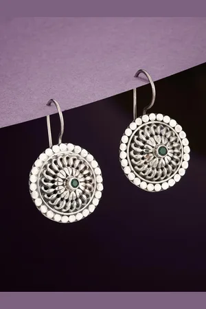 Fabindia Stone Studded Circular Drop Earrings