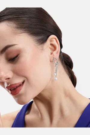 DressBerry Bow Shaped Beads & Stones Studded Drop Earrings