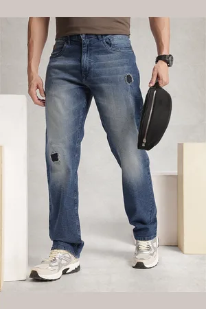 WROGN Men Anti Fit Low Distress Light Fade Stretchable Jeans
