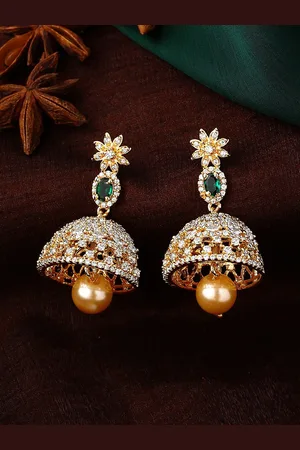 ESTELE Gold-Plated Floral Jhumkas Earrings