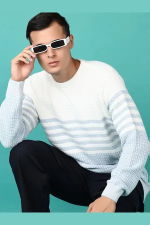V-Mart Men Striped Pullover Round Neck Sweater