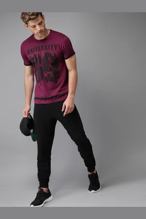 HERE&NOW HERENOW Men Burgundy Printed Cotton Pure Cotton T-shirt